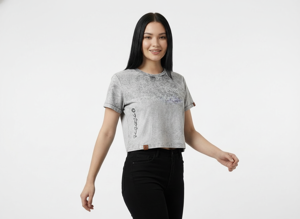 Blusa Beisbolera para Mujer Acid Wash