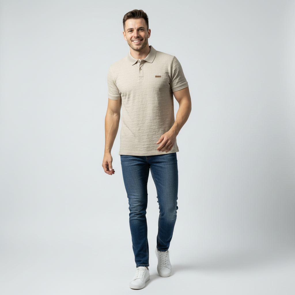 Polo Hombre Regular Fit Jacquard Alto Gramaje –  ref 91122