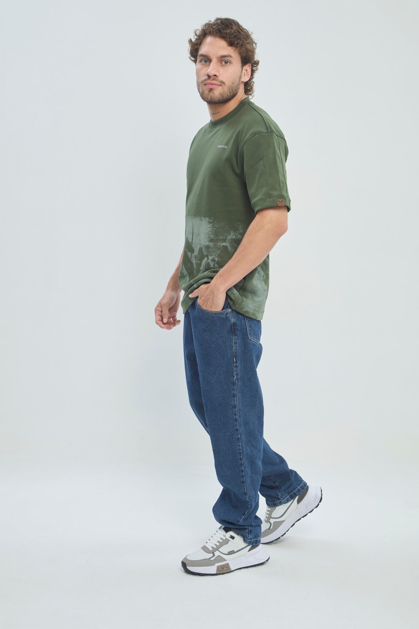 Camiseta Oversize Hombre Algodón Premium 360G con Estampado Serigrafía Caballería