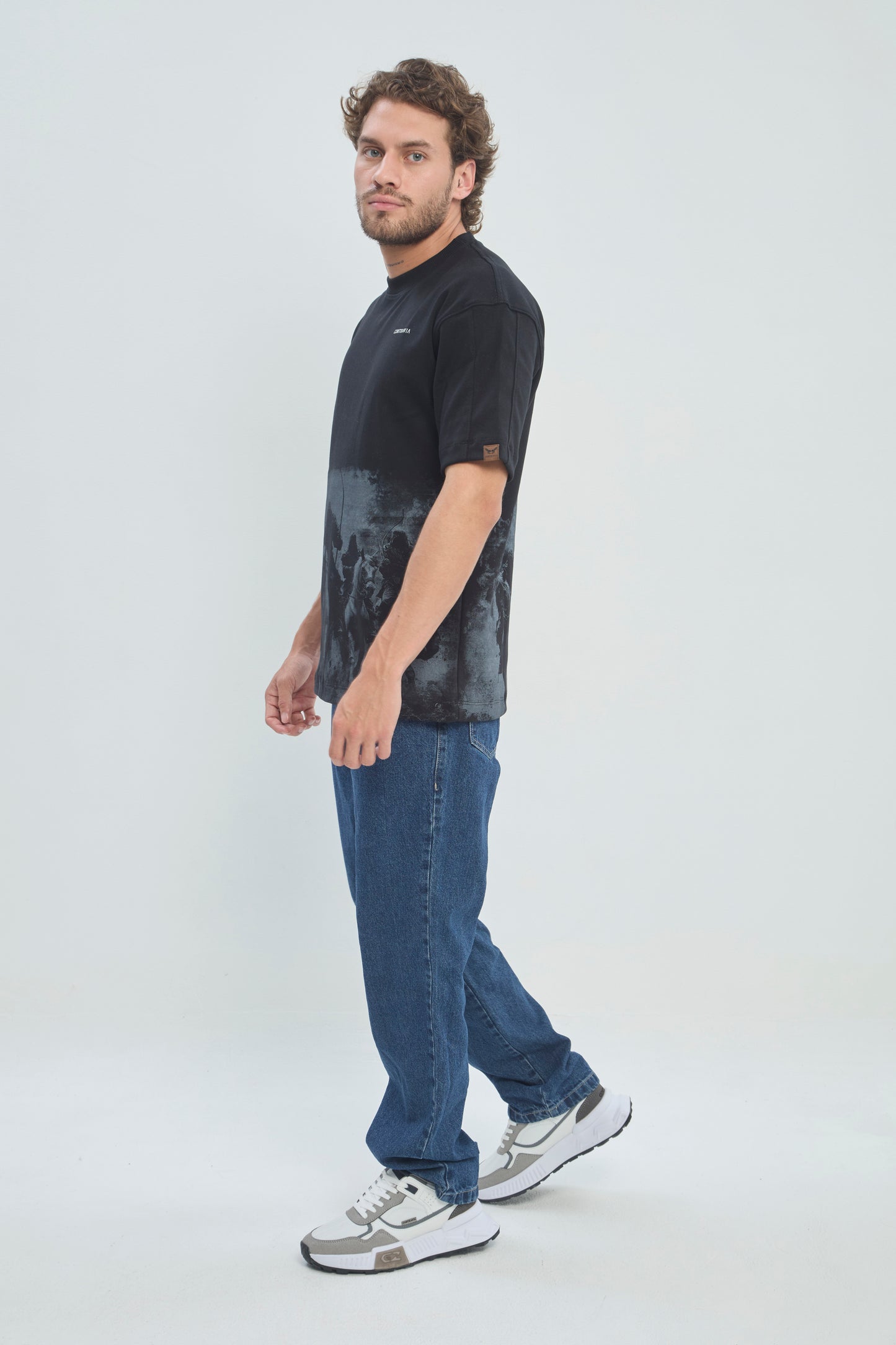Camiseta Oversize Hombre Algodón Premium 360G con Estampado Serigrafía Caballería
