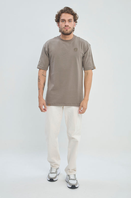 Camiseta Semi Oversize Hombre 250G Alto Gramaje con Bordado Tono a Tono Premium - REF: 970304