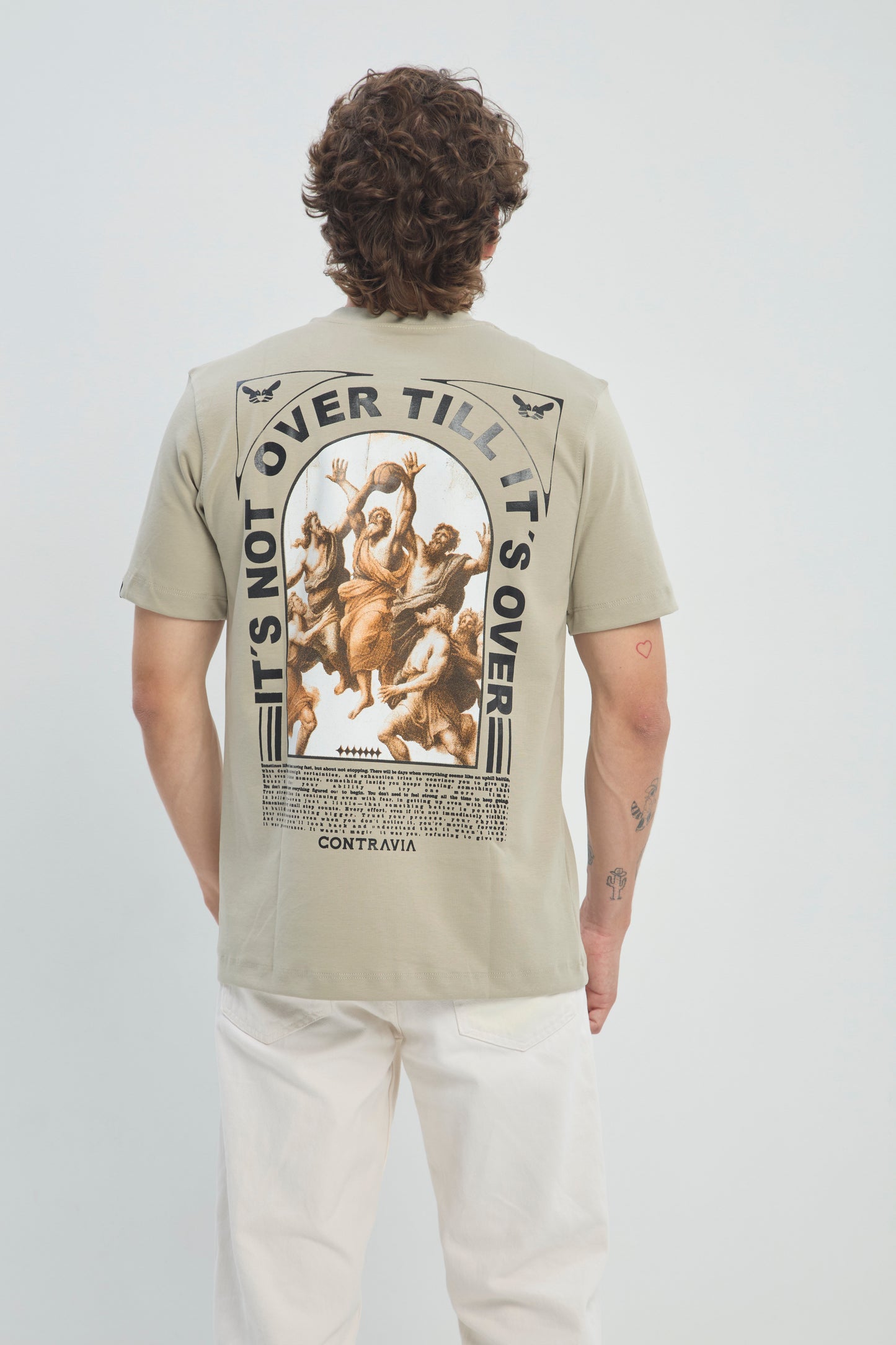 Camiseta Hombre Regular Fit 250G Alto Gramaje con Estampado Santos Basketball Premium