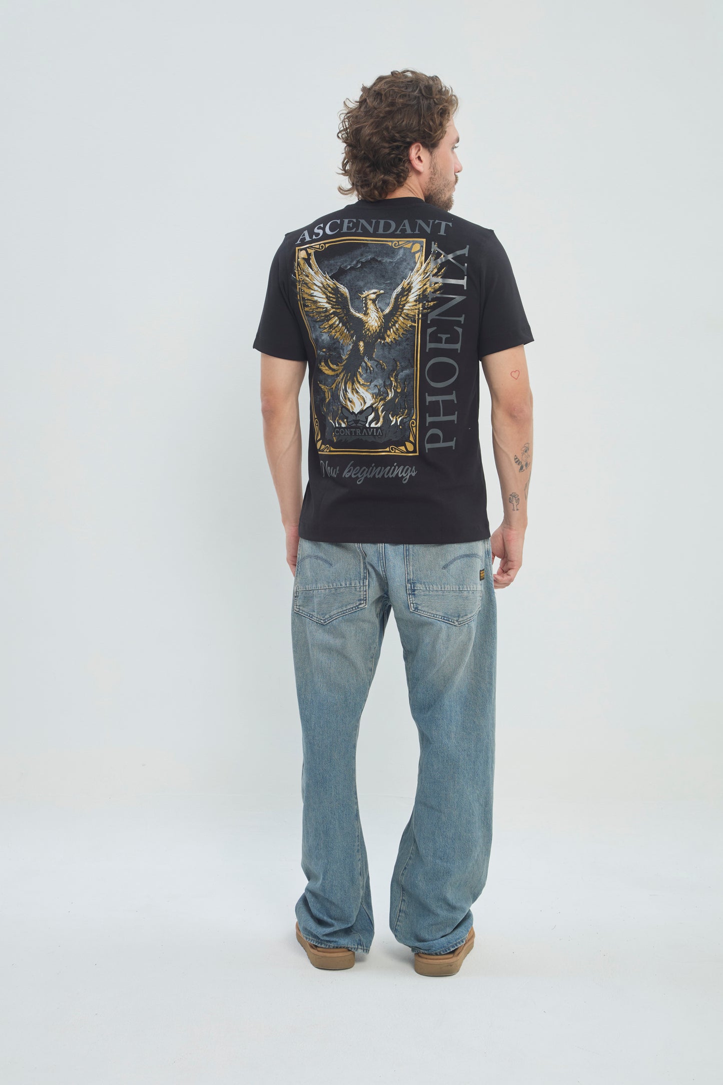 Camiseta Hombre Regular Fit 250G Alto Gramaje con Estampado Phoenix Ascendant Premium