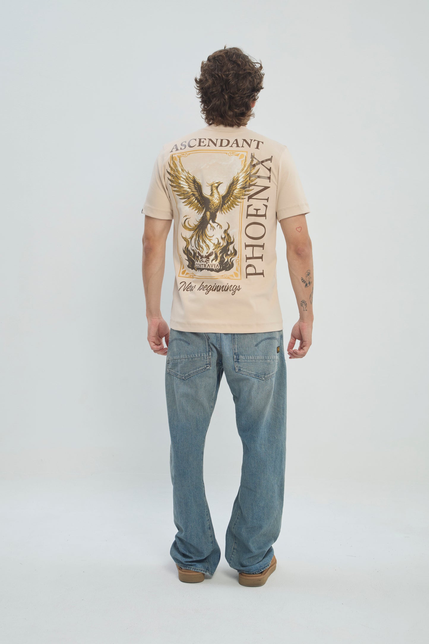 Camiseta Hombre Regular Fit 250G Alto Gramaje con Estampado Phoenix Ascendant Premium