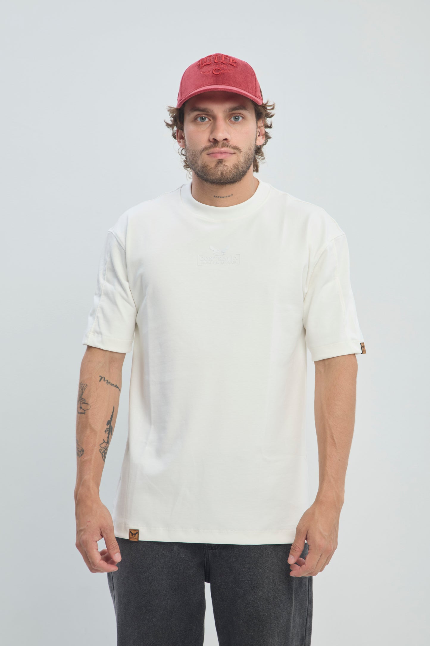 Camiseta Hombre Semi Oversize 250G Alto Gramaje con Estampado Ángel
