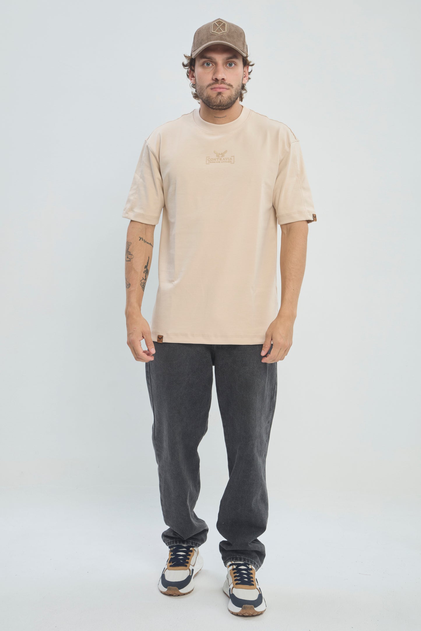 Camiseta Hombre Semi Oversize 250G Alto Gramaje con Estampado Ángel