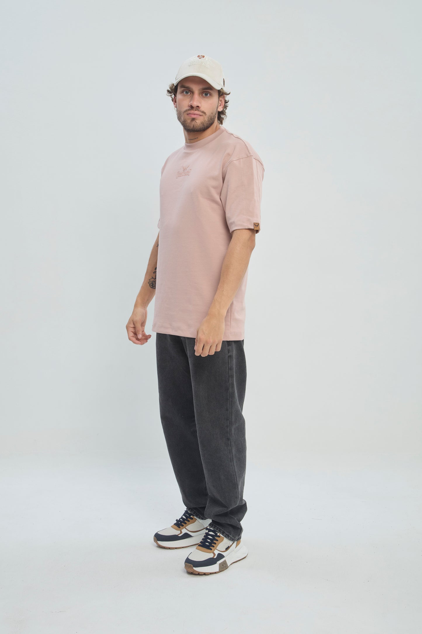 Camiseta Hombre Semi Oversize 250G Alto Gramaje con Estampado Ángel