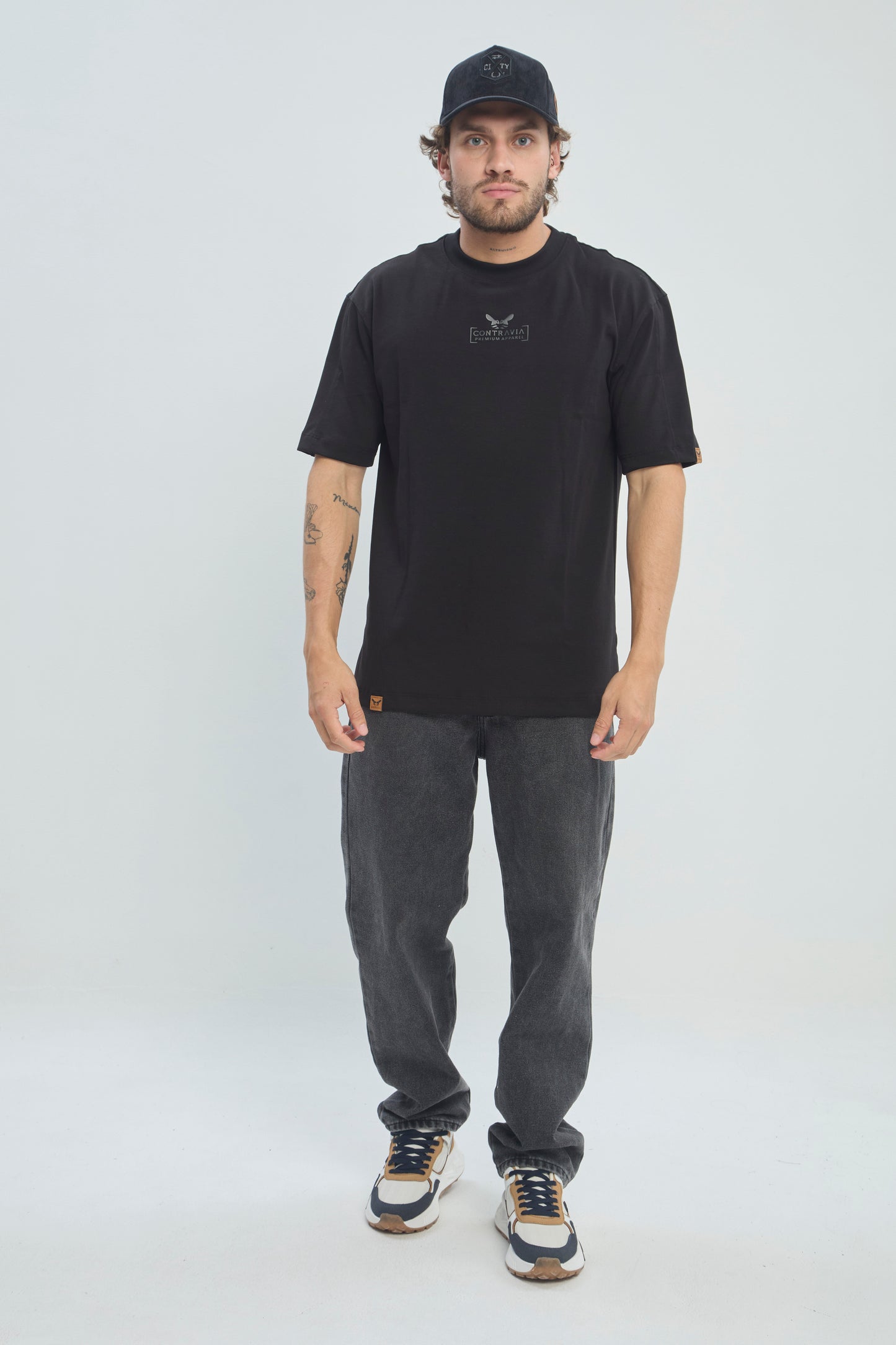 Camiseta Hombre Semi Oversize 250G Alto Gramaje con Estampado Ángel