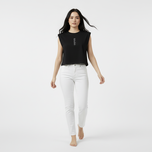 Camisilla Mujer Regular Fit Alto Gramaje – Estampado Vertical “CONTRAVÍA”